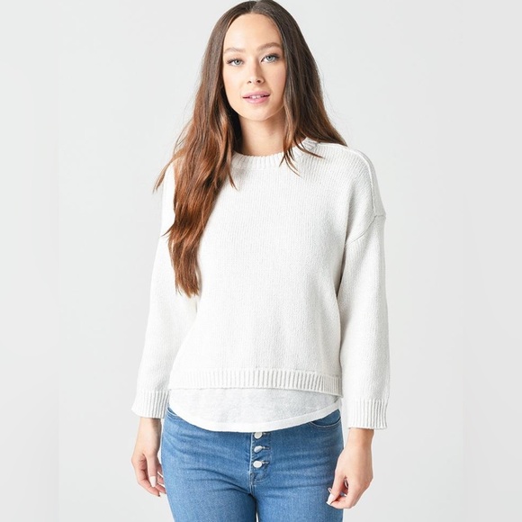 Brochu Walker cotton cashmere layered knit sweater nwot